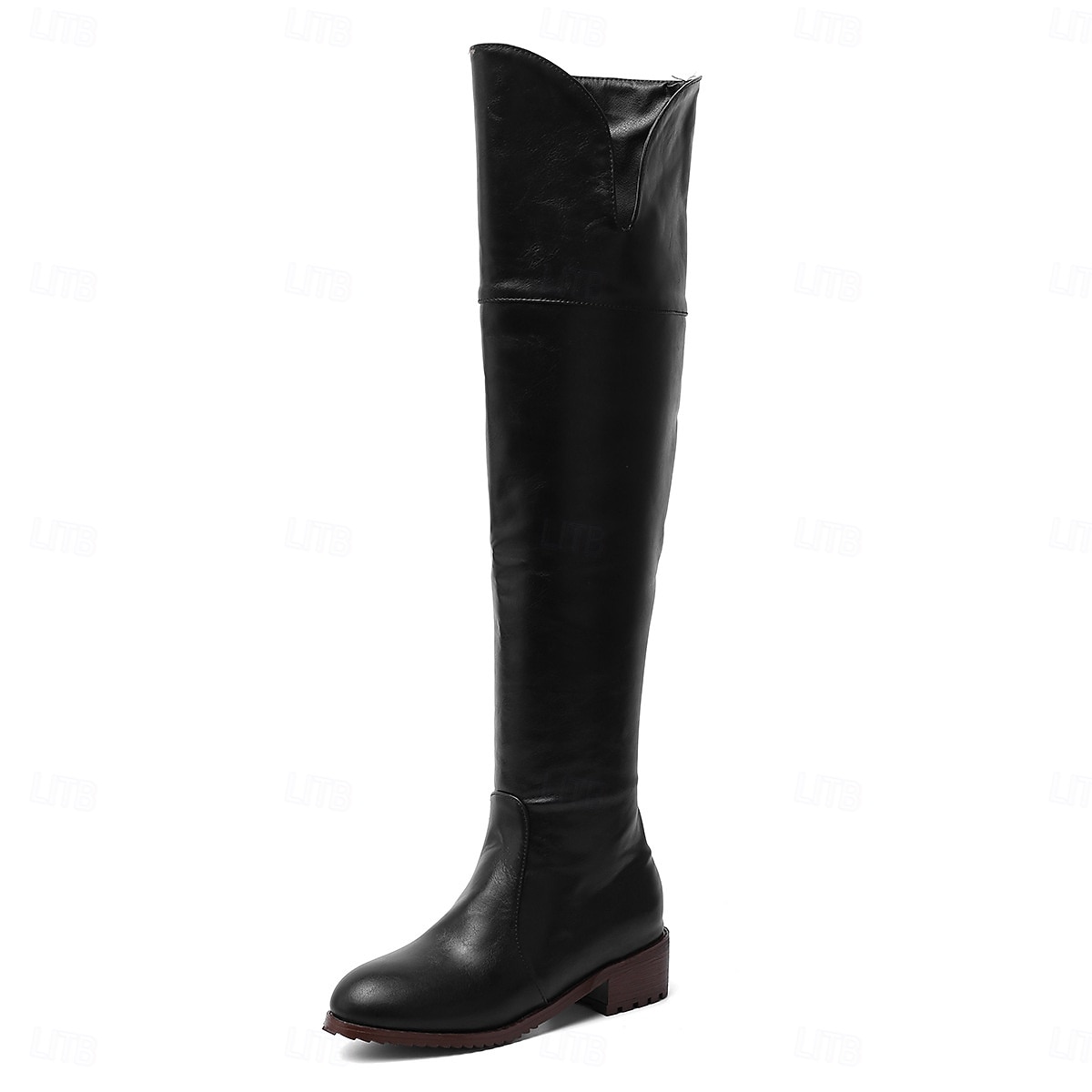 Overknee-Stiefel für Damen mit seitlichem Reißverschluss, niedriger Blockabsatz im Reitstil für lässige Streetwear und urbane Outfits 2025 - CAD $100.62 –P9