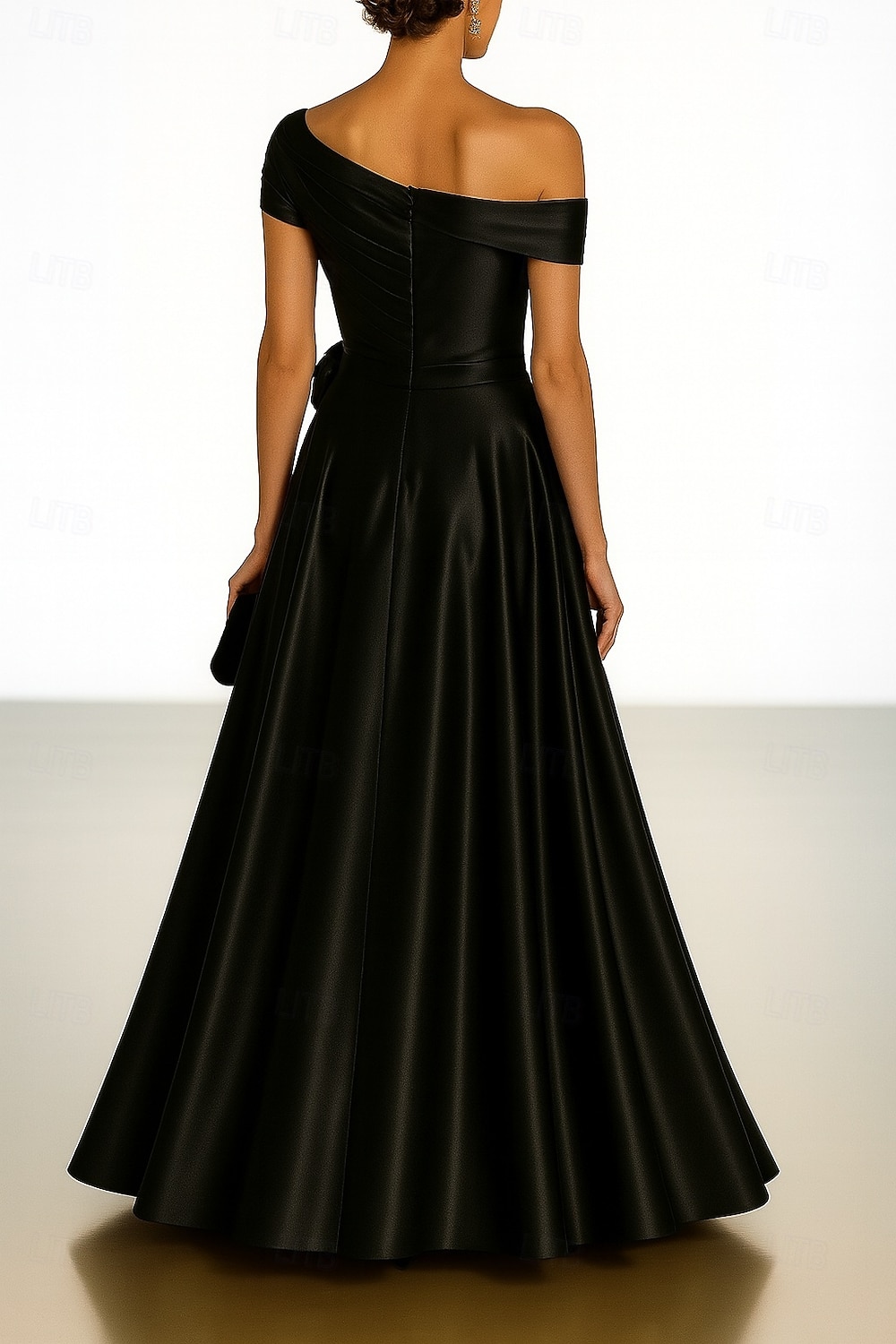 Linia -A Lungime Podea Rochii de seara Rochie De Bal Rochie formală Elegant Manșon scurt Pe Umăr Nuntă Oficial Satin întins cu Pliuri 2026 - $172.99 –P2