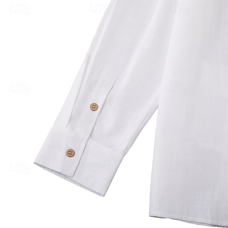 Per uomo Camicia Camicia di lino Camicia Guayabera Camicia Estiva Camicia da Spiaggia Camicia con Bottoni Semplice Vacanza Casuale Bianco Manica Lunga Colletto Estate Primavera & Estate Abbigliamento del 2025 a $25.99 –P6