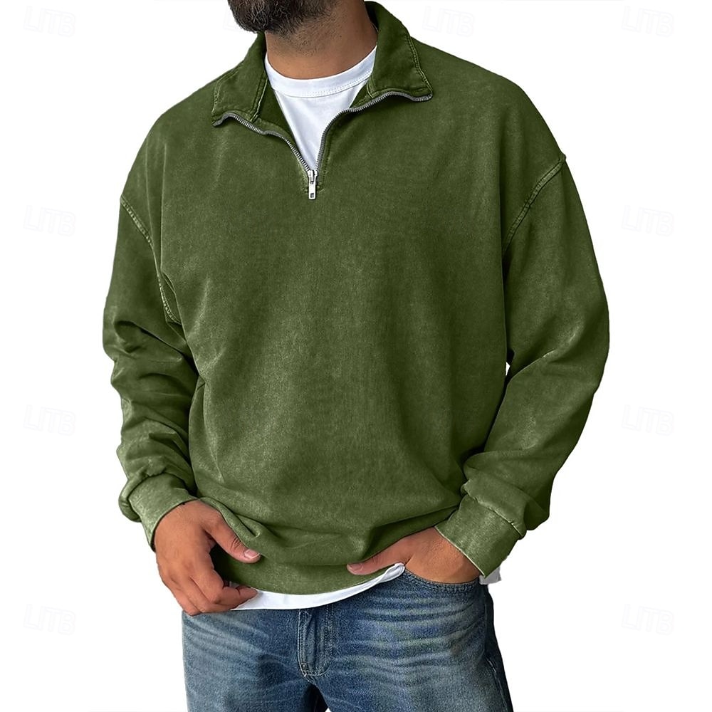 Herren Sweatshirt Viertelreißverschluss Sweatshirt Schwarz Wein Armeegrün Marineblau Purpur Halber Reißverschluss Einfach Halber Reißverschluss Täglich Ferien Ausgehen Polyester Vintage Streetwear 2025 - $41.99 –P9