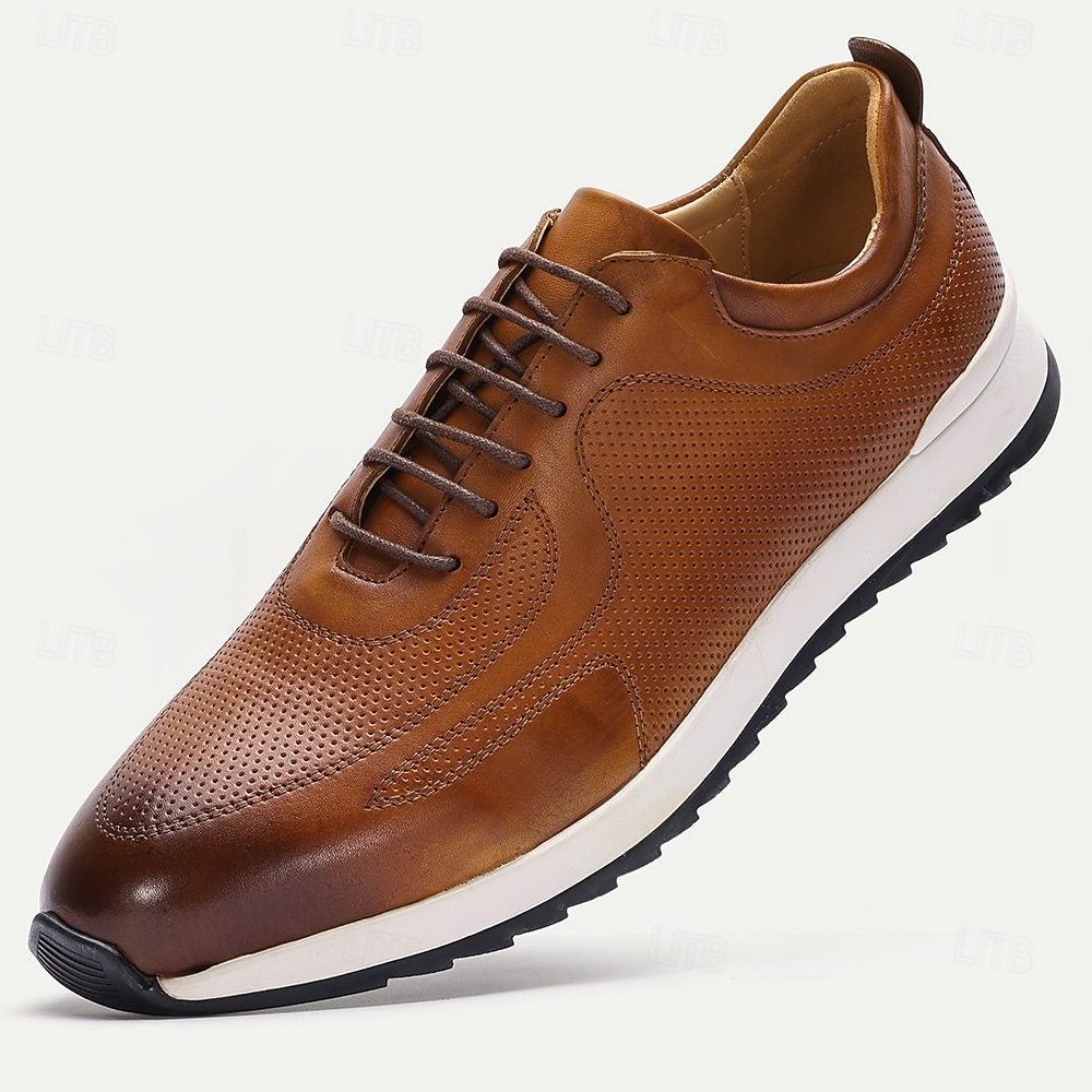 brune herresneakers i skinn – lette sportssko med snøring for hverdagsbruk, reiser og helgetur 2025 - $109.99 –P1
