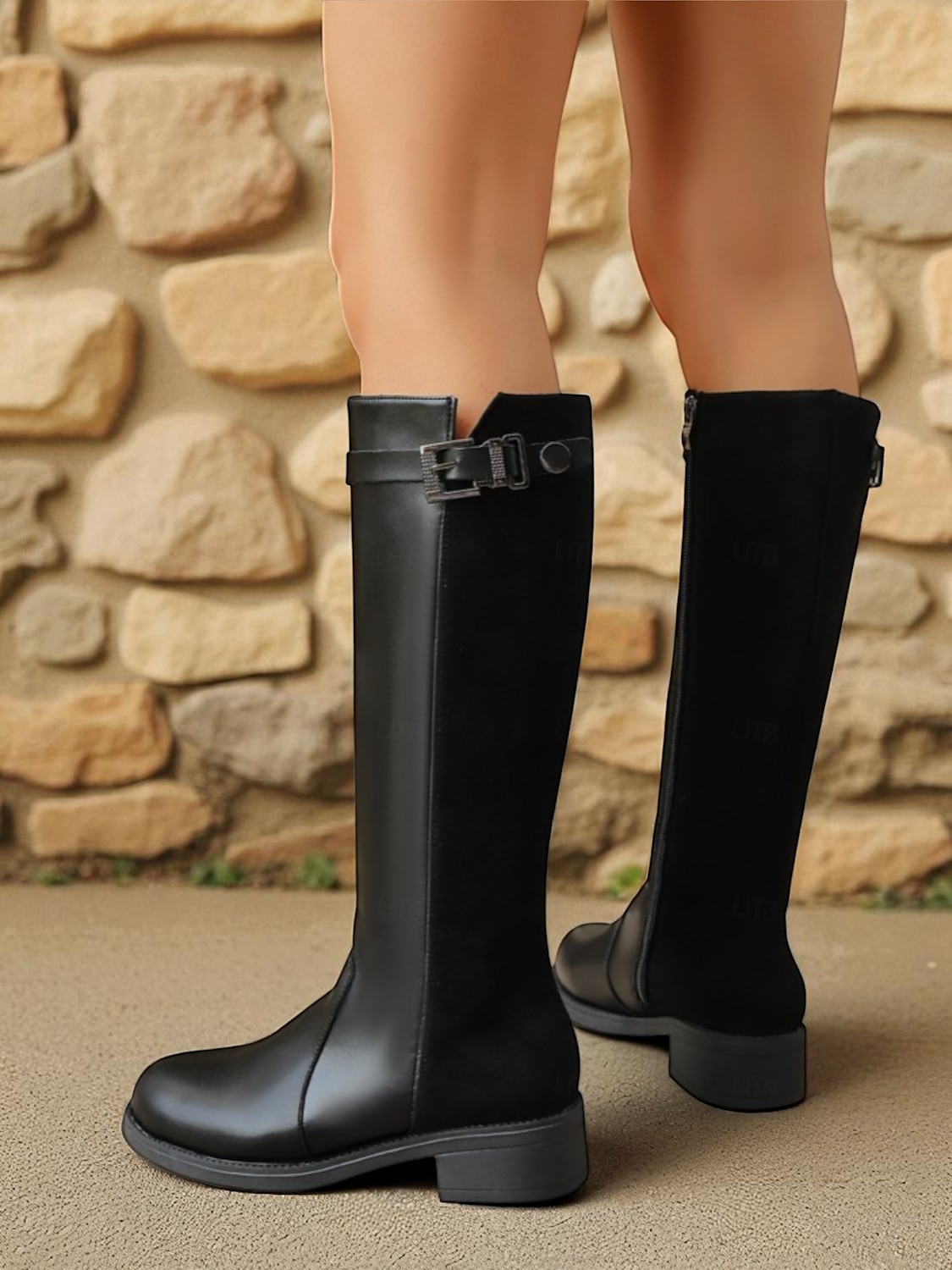 Femmes Bottes Quotidien Bottes hautes au genou Petit talon Bout Rond Occasionnel Minimalisme Faux daim Fermeture éclair Noir Marron de 2025 ? $42.99 –P9