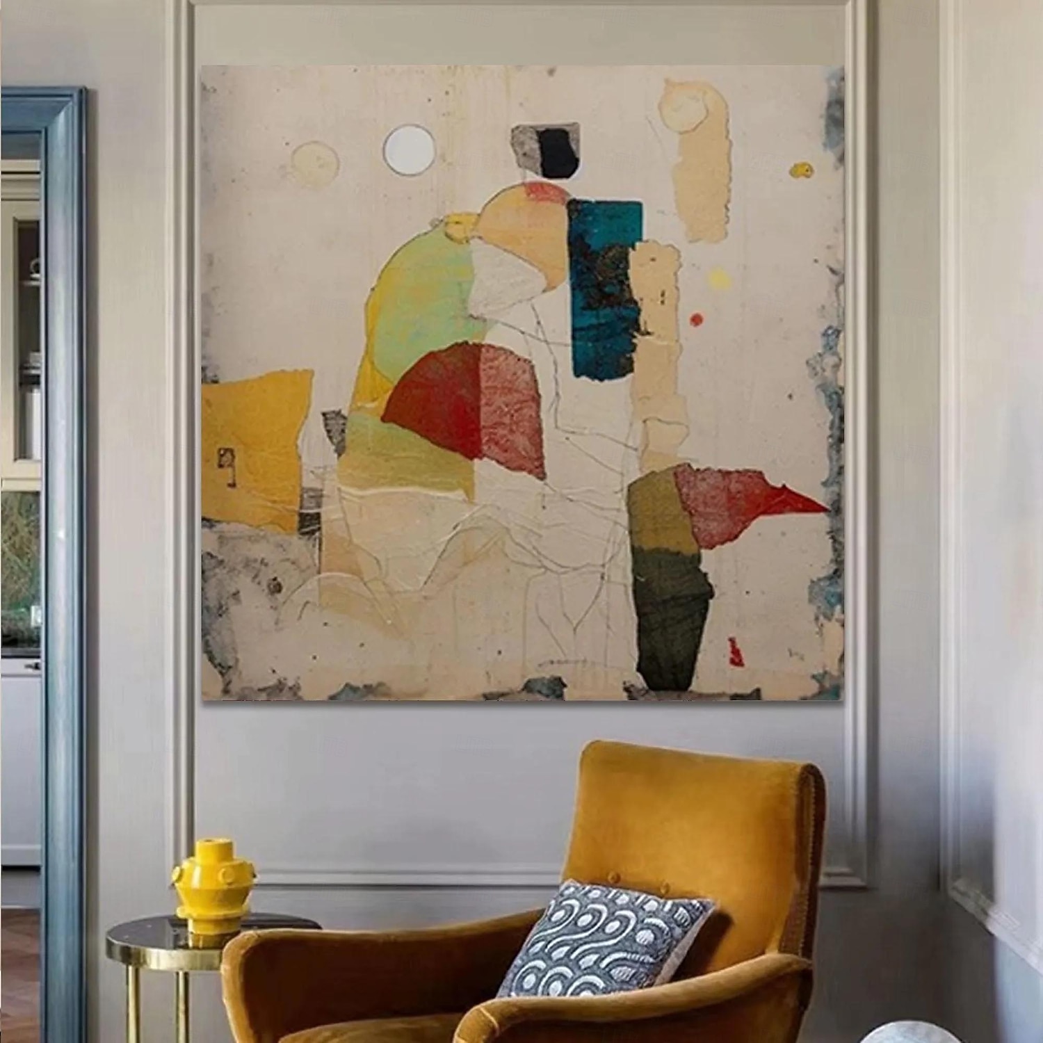 абстрактное искусство, оригинальное настенное искусство в стиле бохо, модная картина, декор, радужная картина маслом, оригинальная картина, неоновое настенное искусство 2026 - $88.99 –P9