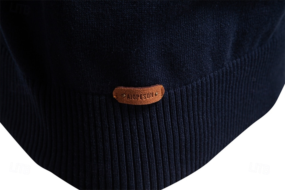 Homens Pulôver Tricotar Tops regulares Half Zip Listas Tecido Colarinho Clerical Legal Pulôver Escola Férias Roupa Primavera Outono Preto Azul Marinho Escuro S M L de 2026 por $53.99 –P27