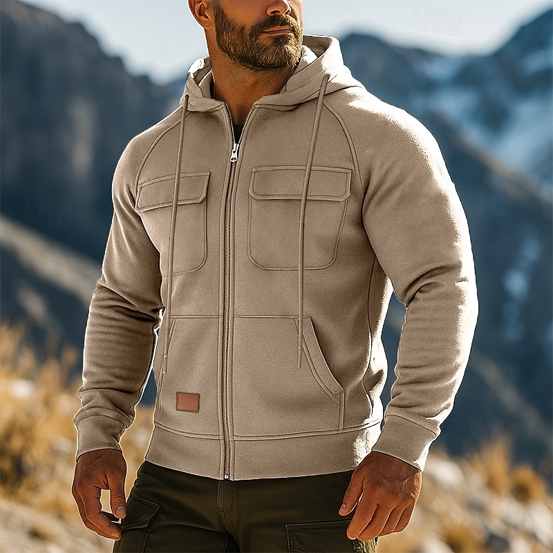 Hombre Sudadera Sudadera con capucha y cremallera de un cuarto Sudadera con capucha de lana Sudadera táctica con capucha Negro Verde Ejército Burdeos Azul Marino Azul Piscina Con Capucha Plano 2025 - $32.99 –P2