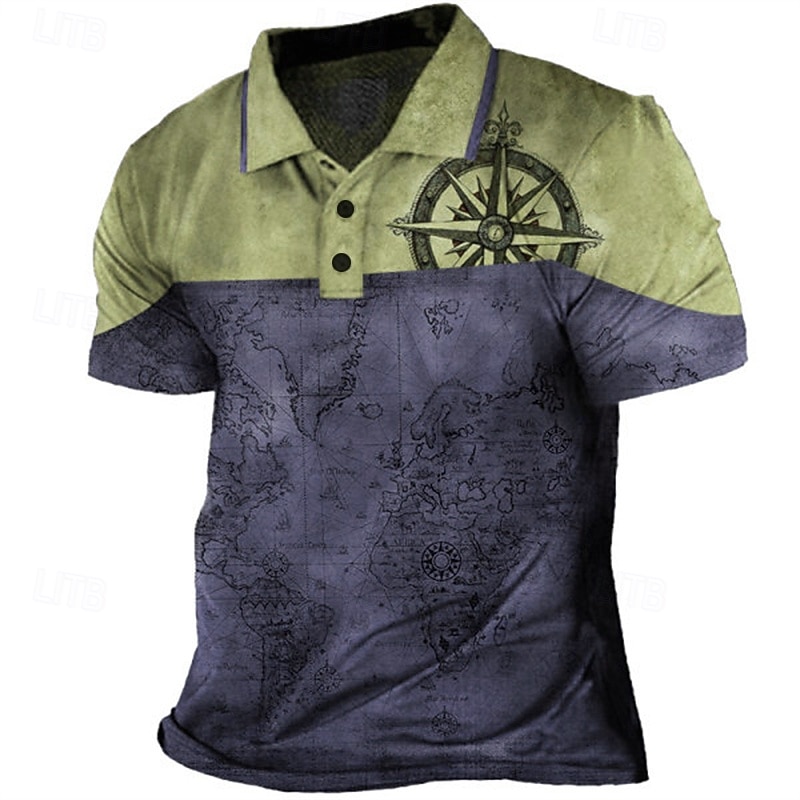 Homme Nautique Polo Chemise de golf Manche Courte Polos Chemises à Col ancien Occasionnel Vêtements de vacances Vêtements de bateau Tenues de fête Boutons Impression 3D Bleu Bleu Poudré Violet de 2026 ? $23.99 –P3