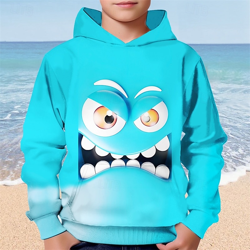 Moletom com capuz estampa 3D para meninos, estampa engraçada com sorriso, manga longa, moda outono inverno, streetwear, crianças de 4 a 12 anos, com capuz, casual, para atividades ao ar livre, ajuste de 2025 por $18.99 –P3
