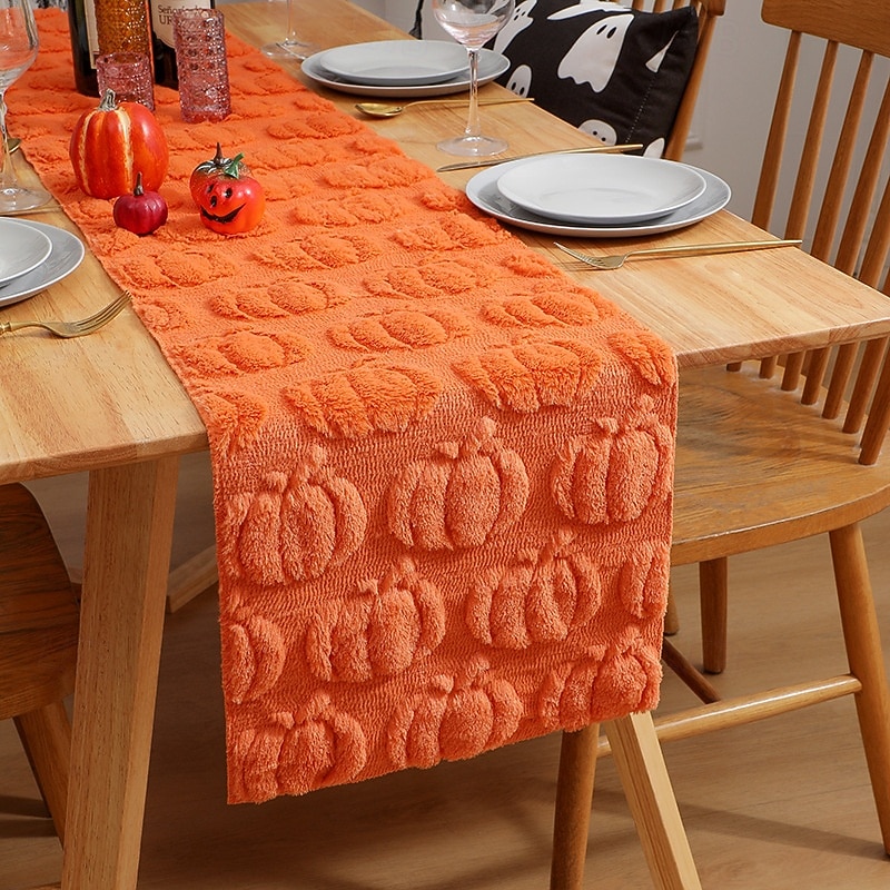 Traversă de masă de Halloween cu steag de masă - Traversă de masă brodată cu dovleac matlasat 3D, decor premium pentru petreceri &afișaje de mall 2025 - $9.49 –P5