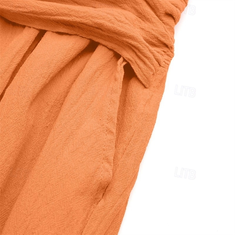 Homens Calças de linho Calças Calça verão Com Cordão Cintura elástica Perna larga Tecido Conforto Respirável Comprimento total Casual Diário Feriado Férias Moda Abóbora Branco Sem Elasticidade de 2025 por $27.99 –P6