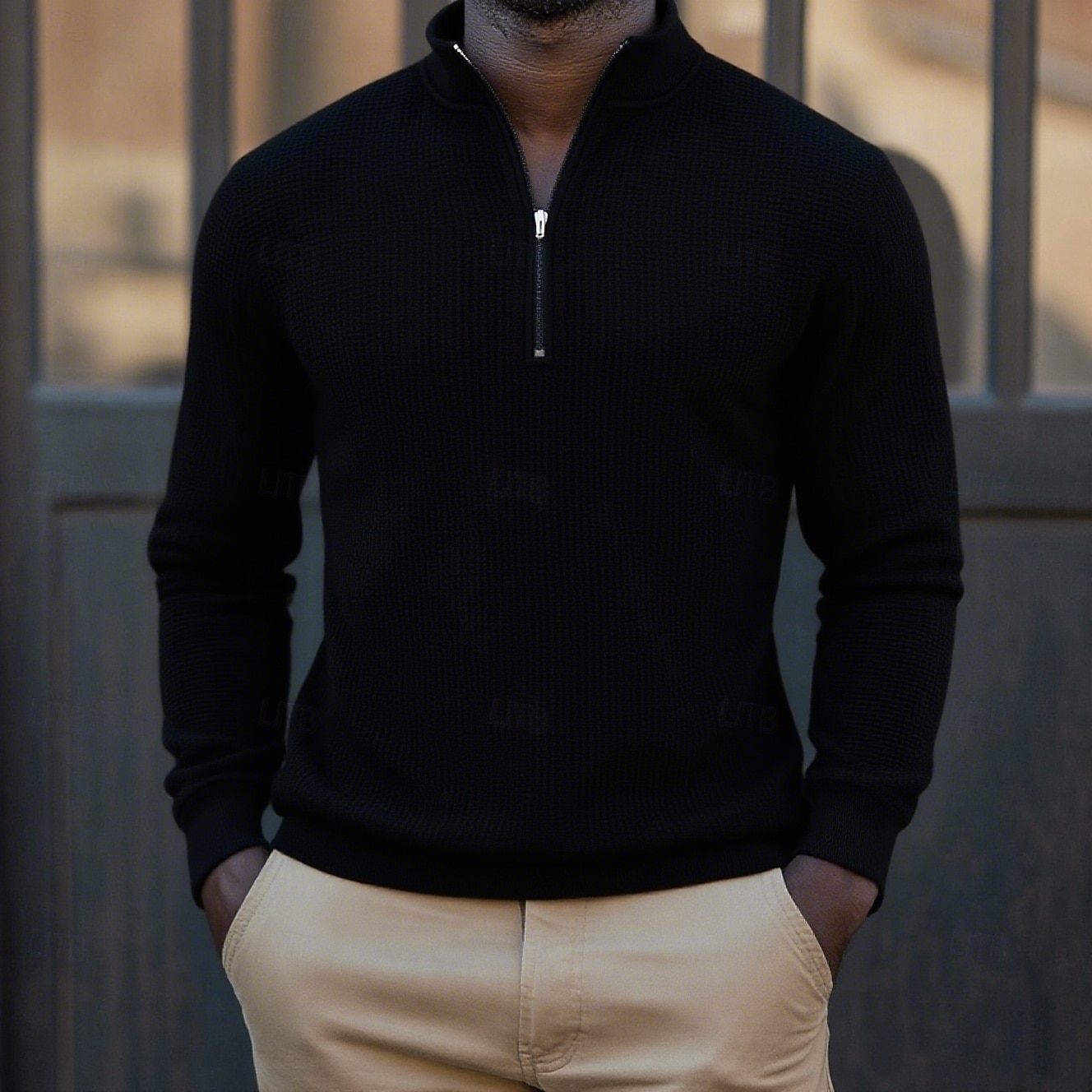 Homme Chemises Polo Gaufre Polo à fermeture éclair Sport en Plein Air Occasionnel Col montant Zip quart manche longue Mode Moderne Couleur Unie Tricoté Automne Printemps & Automne Coupe régulière de 2025 ? €22.67 –P3