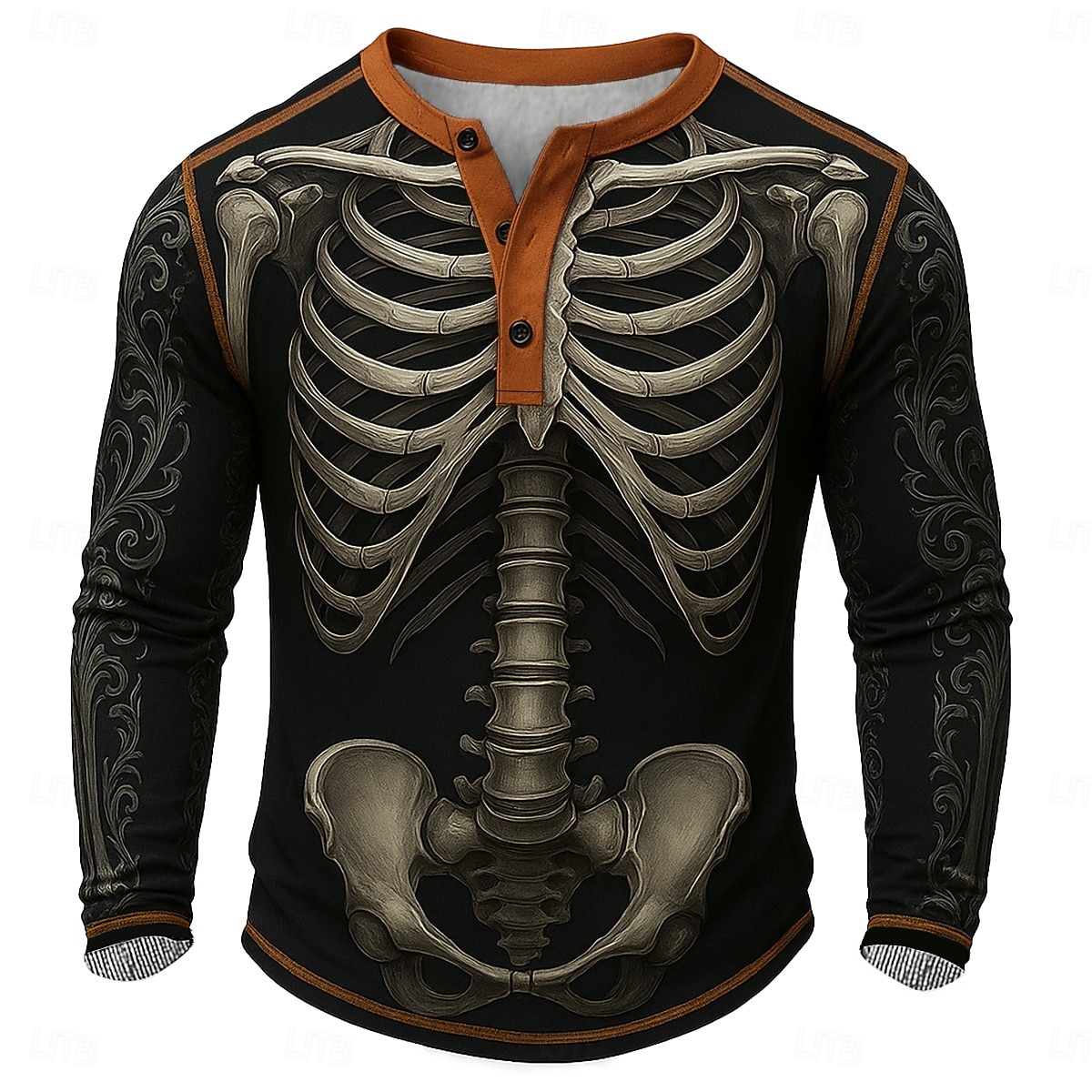 Chemise crâne pour hommes Chemise Henley Tee à manches longues Mode vintage Designer Esprit Fête Printemps et Automne Toutes saisons Rouge Vert Kaki Gris Henley Henley de 2026 ? $25.99 –P1