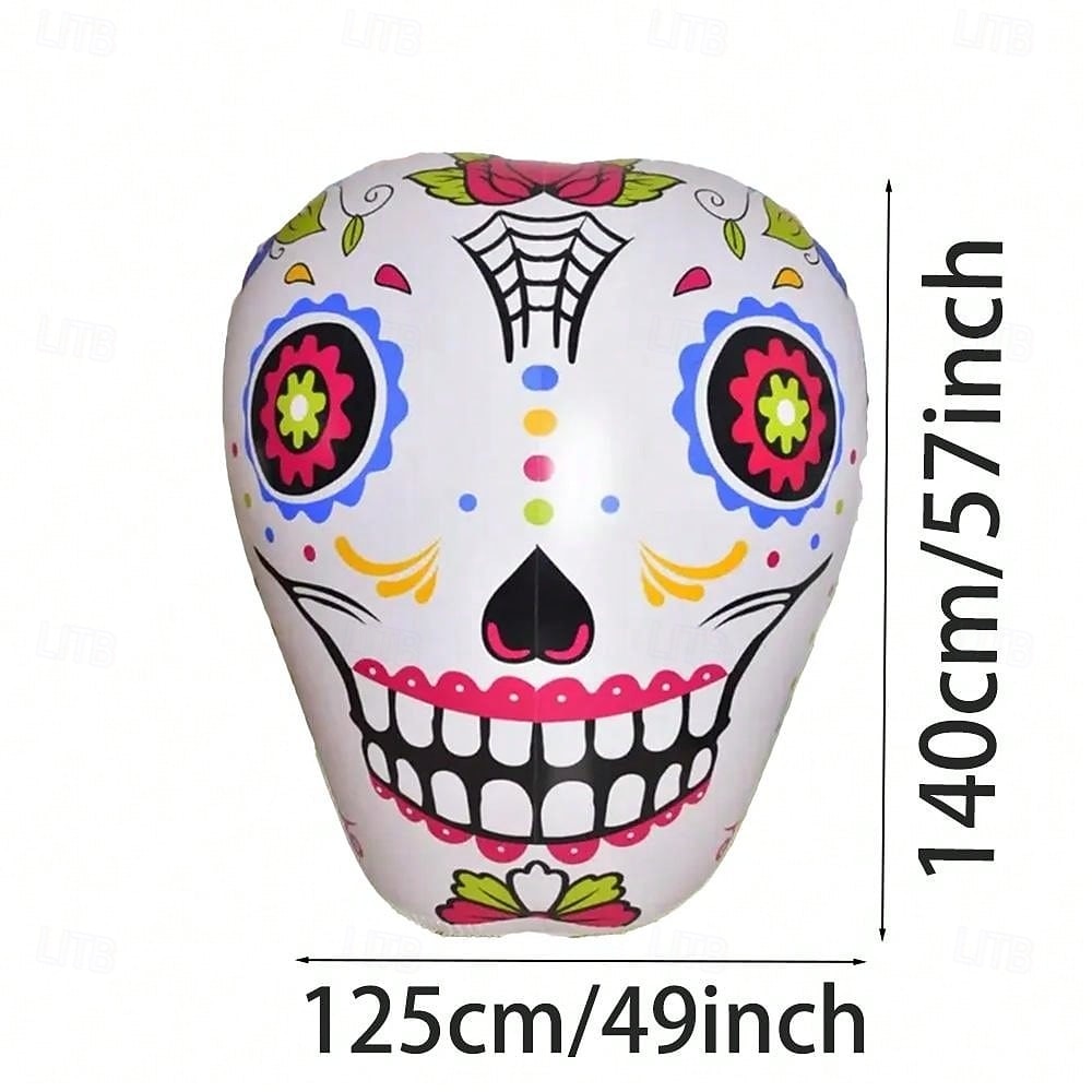 1 ks 1,4 m * 1,25 m halloween barevná lebka rgb se světlem vodotěsný PVC nafukovací vzduchový model vnitřní a venkovní nádvoří zahrada trávník párty festival atmosféra dekorativní světlo aaa baterie box 2025 - $35.99 –P3