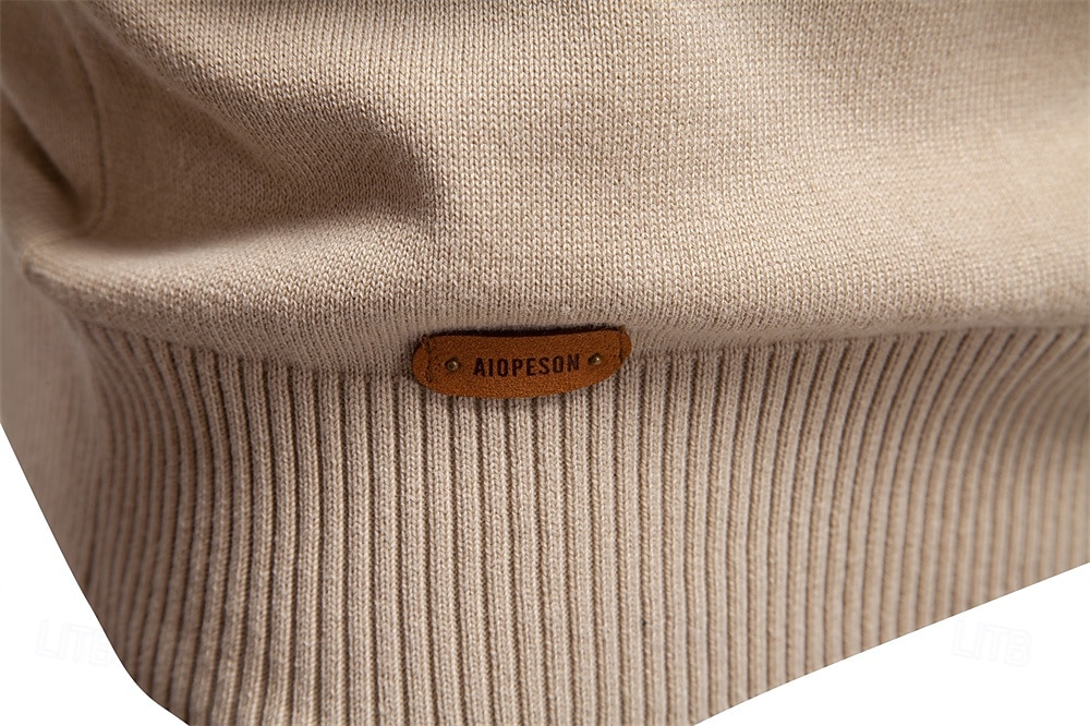 Homens Pulôver Tricotar Tops regulares Half Zip Listas Tecido Colarinho Clerical Legal Pulôver Escola Férias Roupa Primavera Outono Preto Azul Marinho Escuro S M L de 2026 por $53.99 –P17