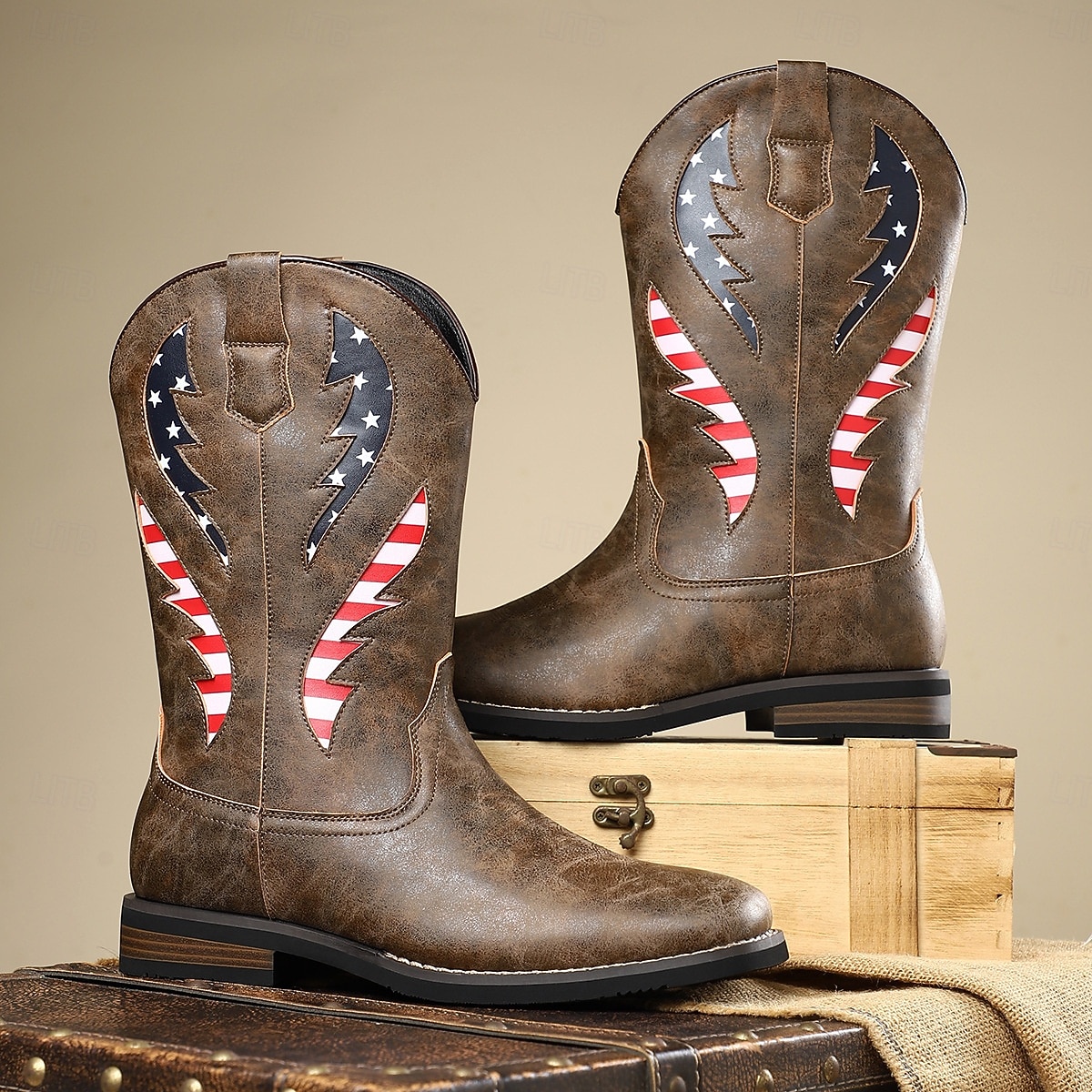 Per uomo Stivali Stivali da Cowboy Retrò Camminata Vintage Casual All'aperto Quotidiano Pelle PU Camoscio Confortevole Antiscivolo Caldo Stivali a Metà Polpaccio Slip-on Nero Marrone Cachi Estate del 2026 a $64.99 –P2