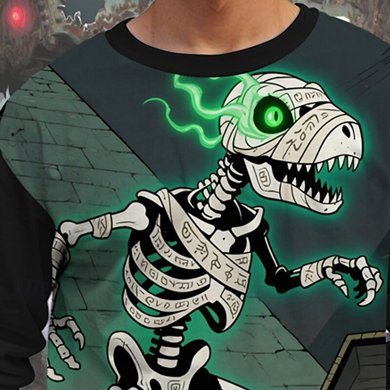 Halloween Pojkar 3D Tecknat Dödskalle Spöke T-shirt Långärmad Vår Höst Mode Grundläggande Barn 4-12 år Rund hals Utomhus Ledigt Dagligen Normal 2025 - $13.99 –P6