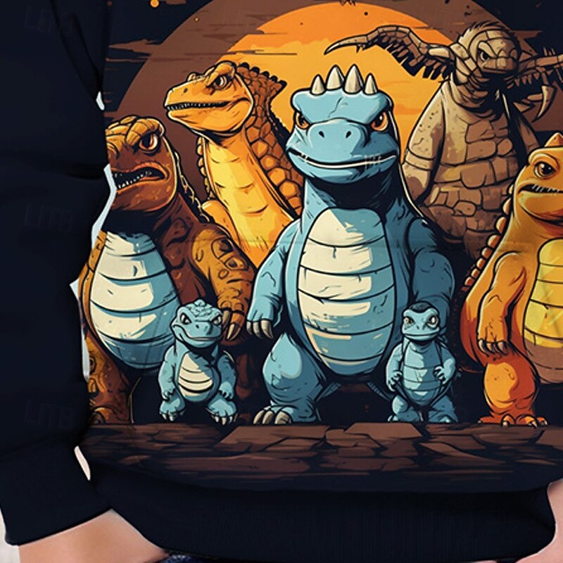 Pojkar 3D Dinosaurie Huvtröja Långärmad Vår Höst Mode Streetwear Barn 4-12 år Huva Utomhus Ledigt Dagligen Normal 2025 - $18.99 –P12