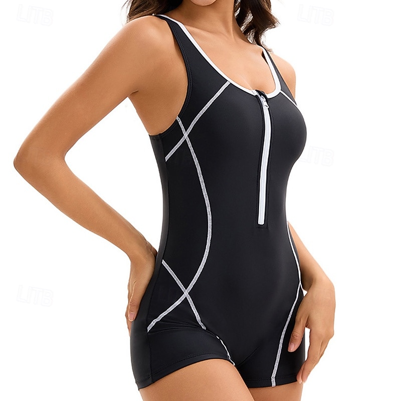 Dame Badedrakt One-Piece Badetøy Ensfarget Ta igjen glidelåsen Lettvekt Ermeløs Badetøy Surfing Svømming Sommer 2026 - $23.99 –P2
