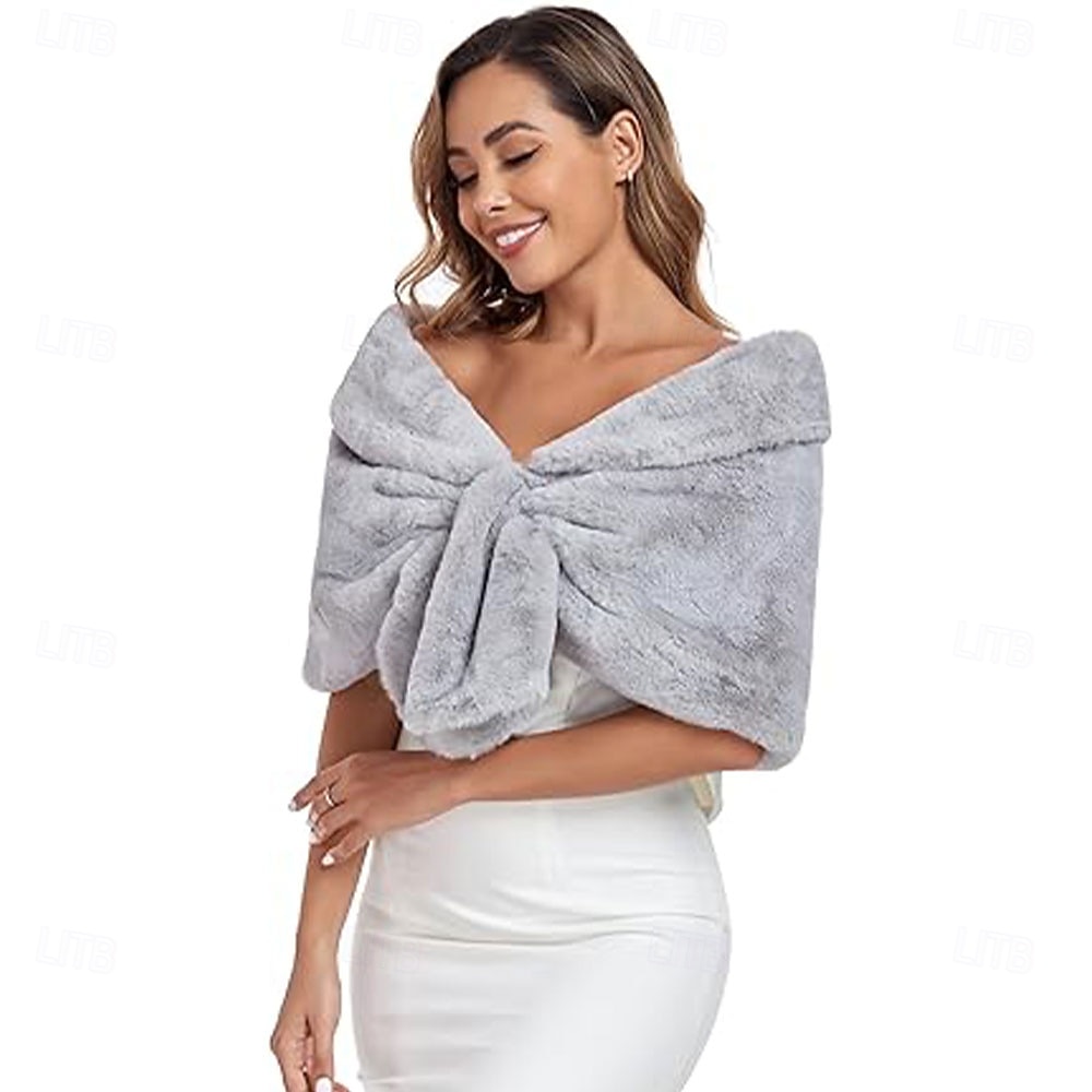 Kunstfell-Schal, Wickelstola, Shrug, Winter, Braut, Hochzeit, Schal, Wickeltuch, Abendparty, Cover-up für Frauen 2025 - $72.99 –P6