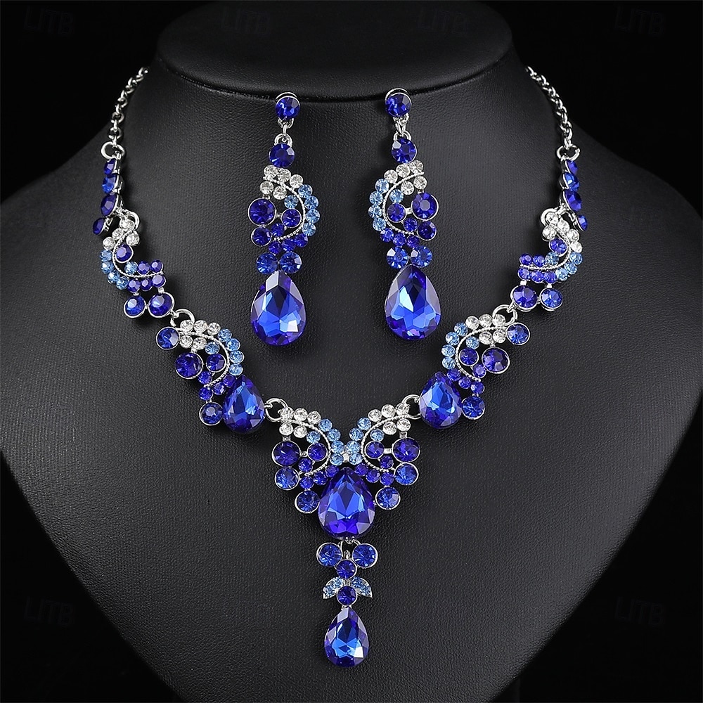 Parure de bijoux 2 Chrome 1 Collier Boucles d'oreilles Femmes Élégant ancien Mode Le style rétro Classique Parure de Bijoux Pour Mariage Soirée robe demoiselle d honneur de 2025 ? $19.99 –P12