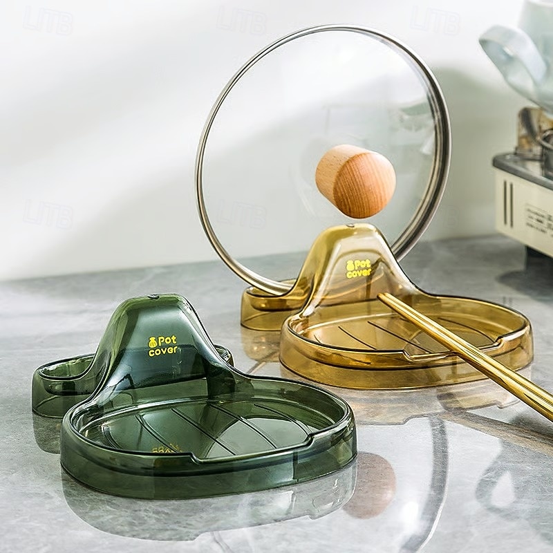 Support de spatule de cuisine multifonction, design de coquille transparente, support de couvercle de casserole, support de planche à découper, repose-cuillère, organisateur de rangement pour de 2025 ? $6.99 –P2
