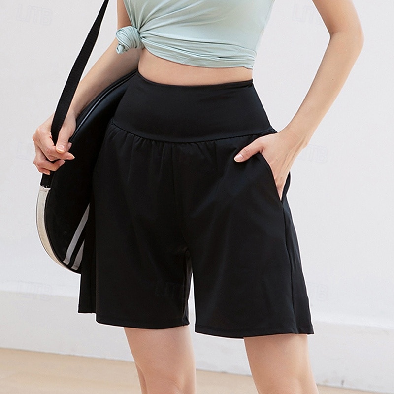 Mujer Ropa deportiva para hacer ejercicio Pantalones cortos deportivos Bolsillo con cremallera Alta cintura Gimnasio Corriendo Yoga Prendas de abajo Color sólido Negro Morado Deportes Ropa de Deporte 2026 - $10.49 –P4