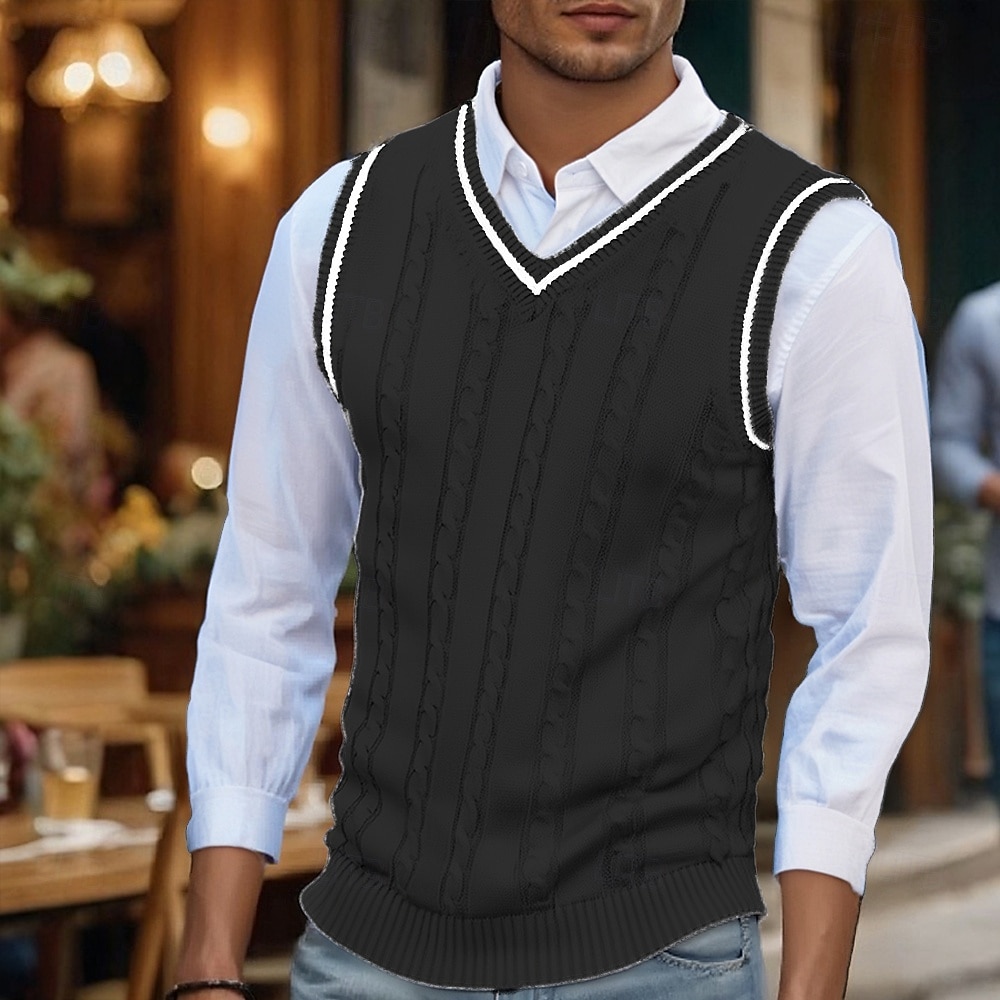Homme Pull de Noël Chandails de Noël Pull Gilet pull de Noël Robe pull Côtelé Torsadé Tricoter Hauts Réguliers Tricoté Uni Col en V Mode Occasionnel Vacances Tenue quotidienne Vêtement Tenue Automne de 2026 ? $29.99 –P8