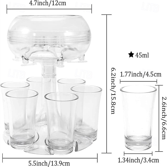6 Shot Glass Dispenser and Holder Acrylic Liquor Dispenser Set with Cup Rack Durable Anti Drop Six Cup Pourer Perfect Bar Accessory Whiskey Vodka Drinkware Gift Set 2025 - $22.99 –P4