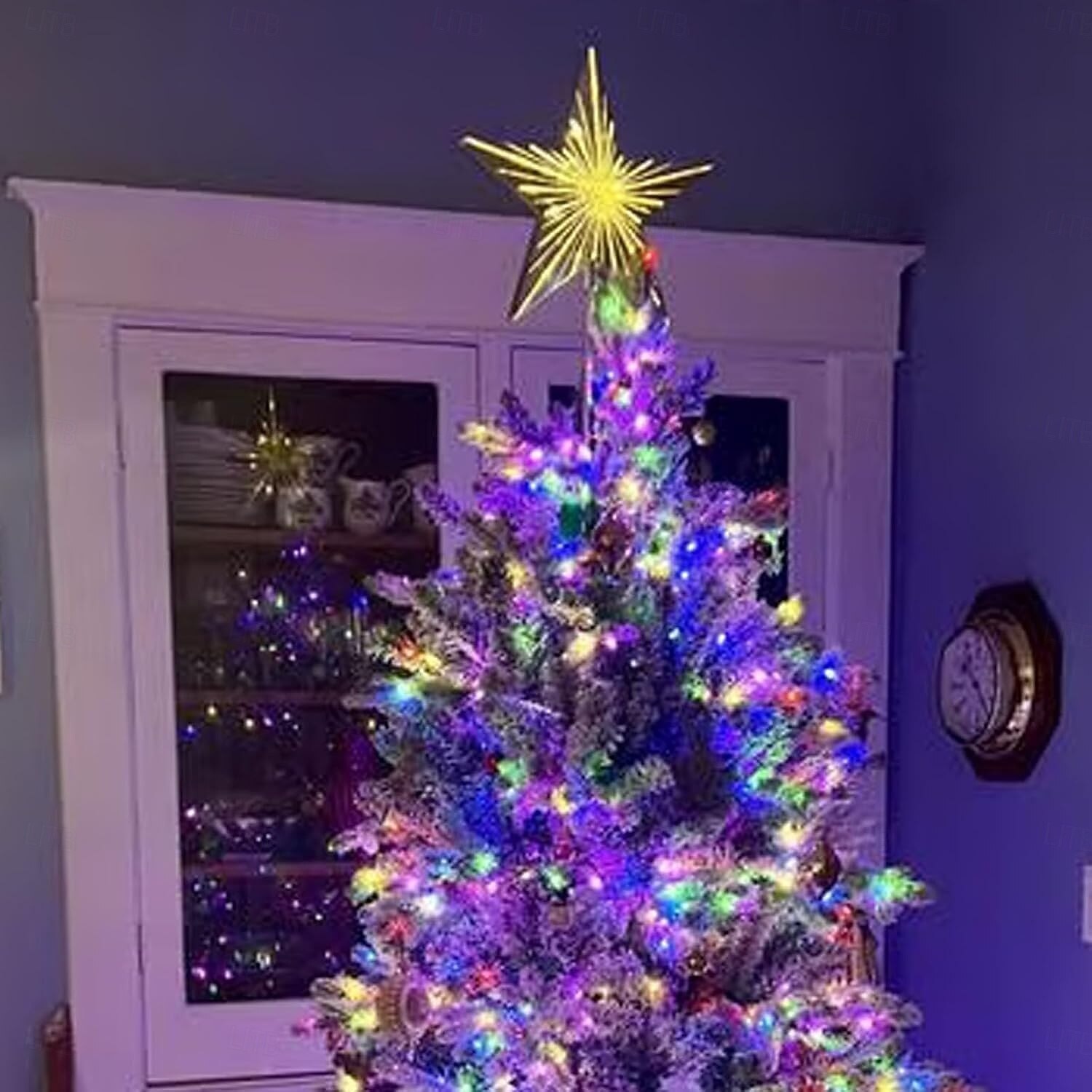 Topo de árvore de Natal estrelado, topo de árvore de gengibre, topo de árvore de resina de 5 pontas, estrela com temporizador automático, serve para todos os tamanhos de árvores, presente elegante para decoração de casa, feriado, mágica e festa de 2025 por $24.99 –P3