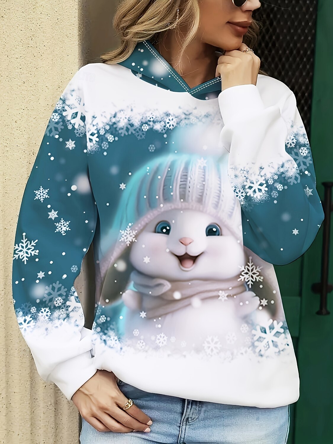 Mulheres Pulôver Moletom Com Capuz Gráfico Animal Casual Manga Longa Com Capuz Tops regulares Traje de festa para noite Rua Dia a Dia Azul Primavera Outono Inverno de 2025 por $31.99 –P3