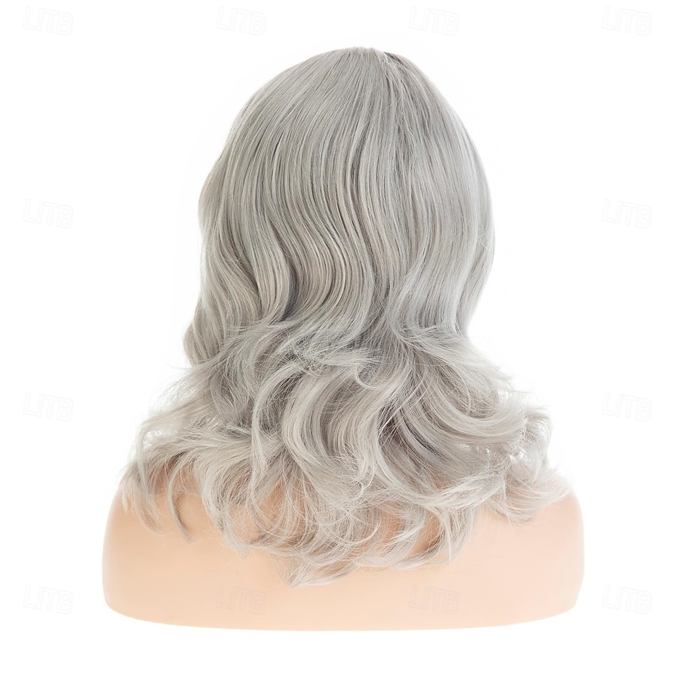 parrucca corta grigia bob per donne bianche, parrucca bob ondulata naturale lunga fino alle spalle, parrucca sintetica resistente al calore per feste quotidiane del 2025 a $21.99 –P4