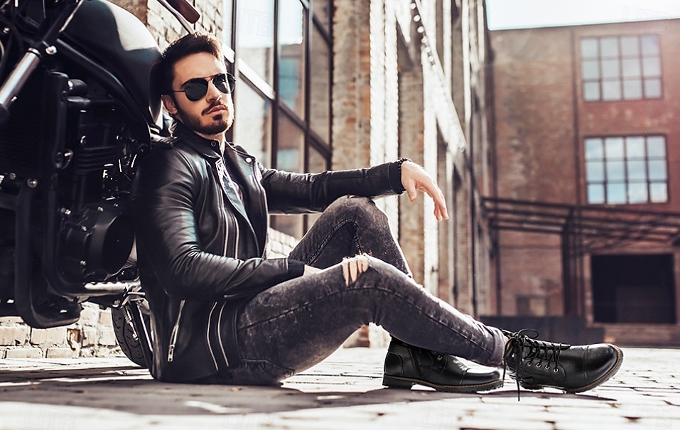botas de combate masculinas com zíper lateral e fivela - botas de cano curto com cadarço de moda casual para roupas urbanas e do dia a dia de 2025 por $59.99 –P14