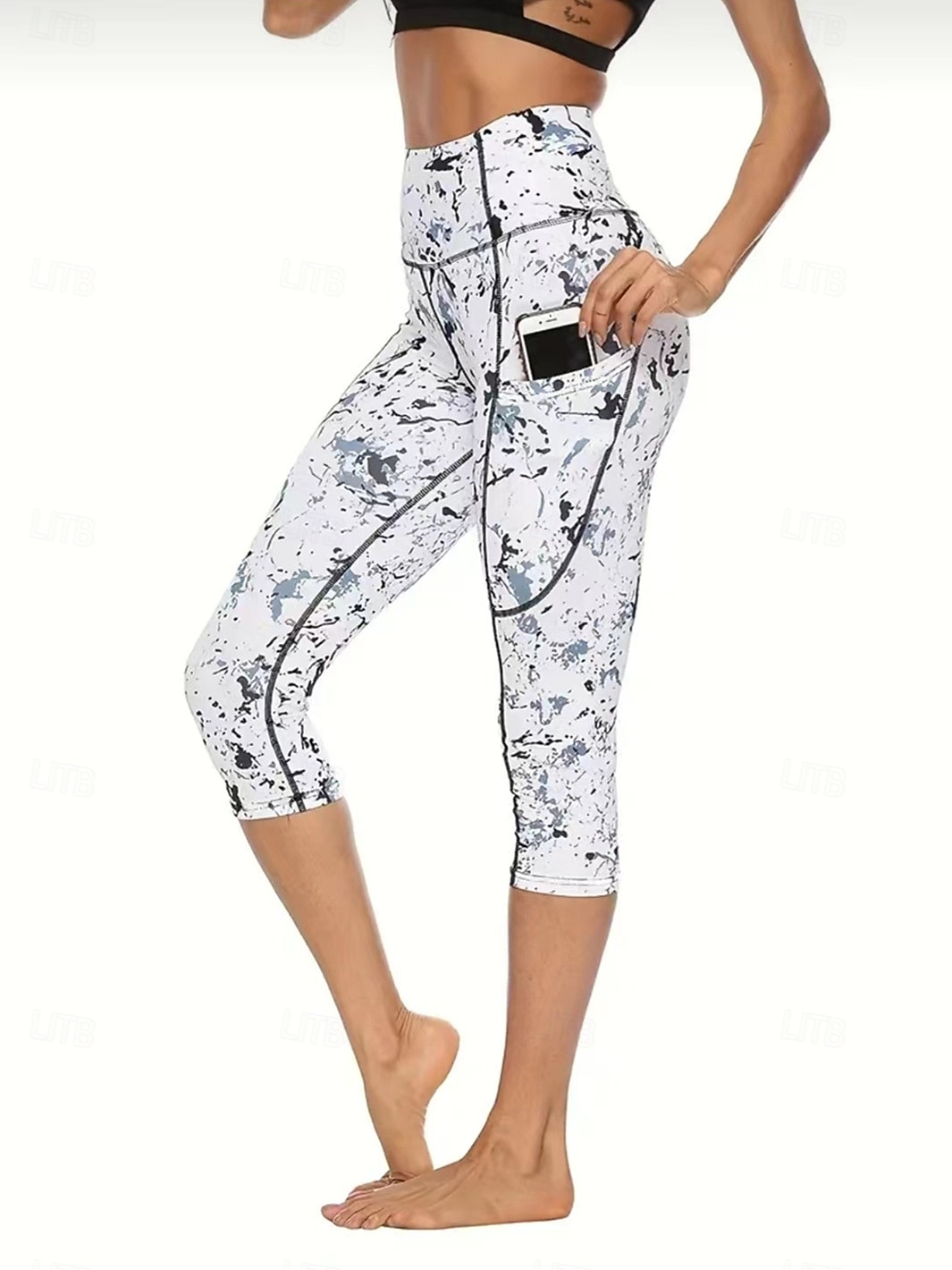 Femmes Pantalon de yoga Poches Latérales Lifting des fesses Contrôle du ventre Taille haute Pilates Entraînement en salle Course Collants Leggings Capri Bas Imprimé Noir + Rose + Vert Noir Blanche de 2025 ? $8.99 –P1