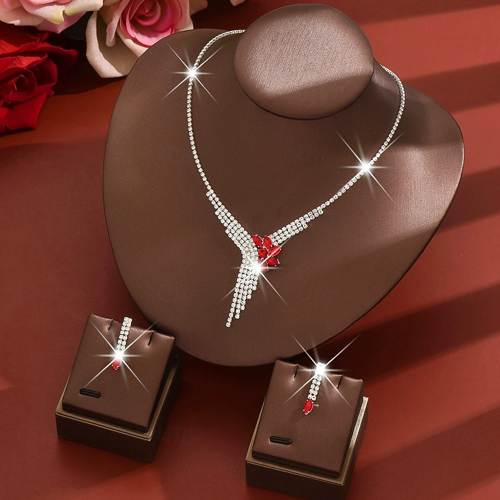 Korusetti 3kpl Tekojalokivi Metalliseos Korvakorut Kaulakorut Naisten Tyylikäs Vintage siro Geometrinen Geometrinen Korusetti Käyttötarkoitus Häät Juhla Häävieras 2026 - $27.99 –P2