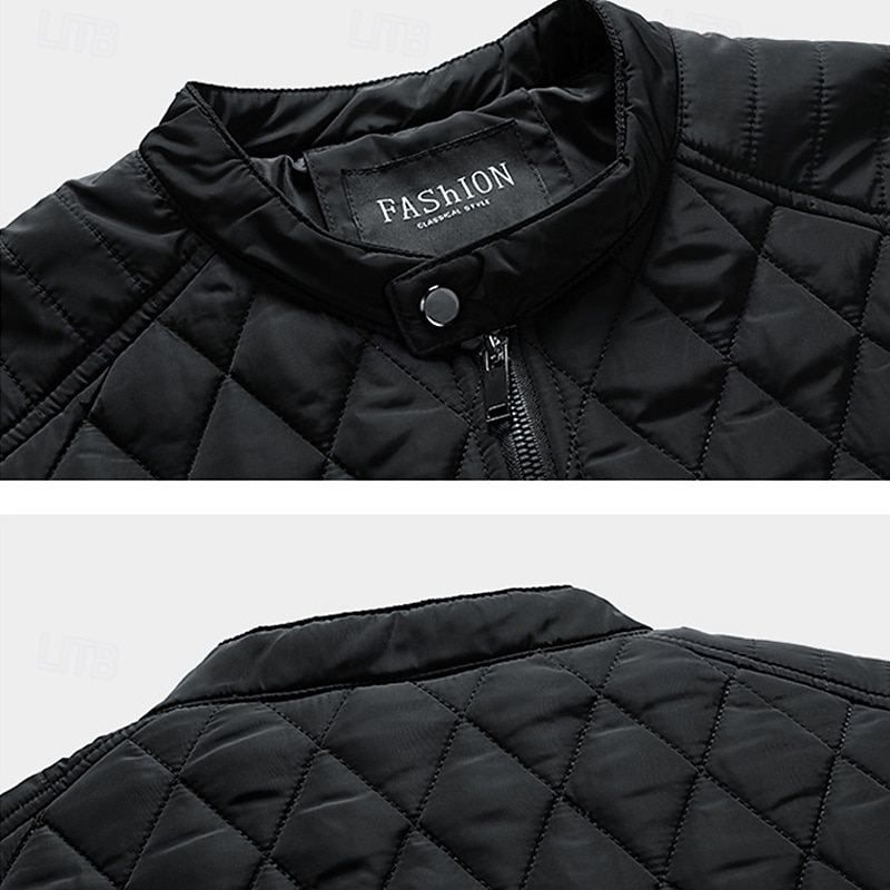 Herr Vinterkappa Quiltad jacka Anorak Ficka Polyester Semester Dagliga kläder Datum Normal Mode Ledigt Bekväm Håller värmen Vinter Enfärgad / vanlig färg Svart Kaki Armégrön Mörkblå Pufferjacka 2025 - $57.99 –P8