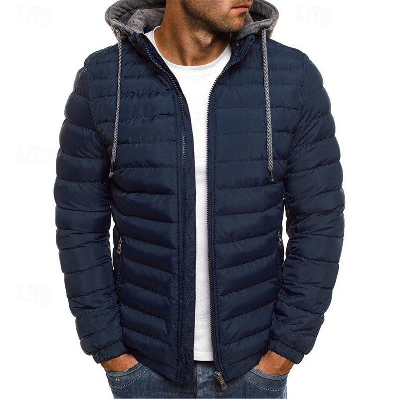Herr Vinterkappa Pufferjacka Vadderad jacka Ficka Polyester Semester Dagliga kläder Datum Normal Mode Ledigt Bekväm Håller värmen Vinter Enfärgad / vanlig färg Svart Röd Marinblå Blå Pufferjacka 2025 - $29.99 –P1