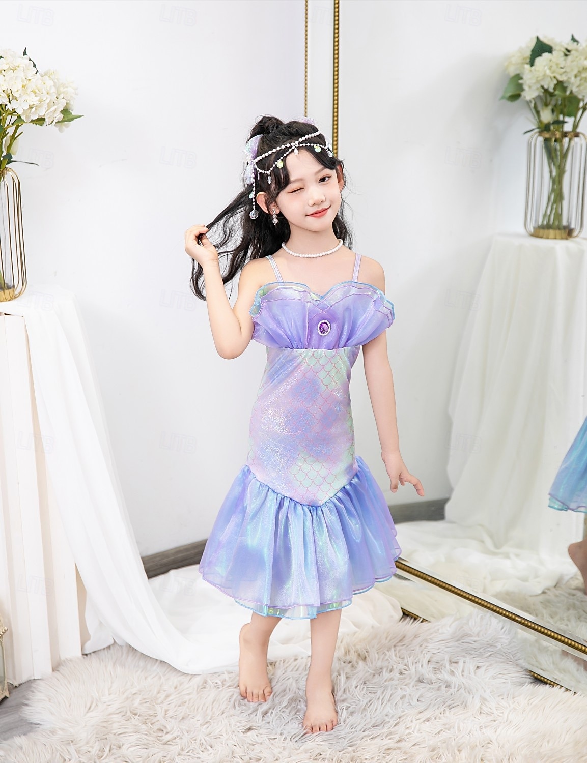 Book Week 2026 The Little Mermaid Little Mermaid Mermaid Tail Aqua Princess Dress  Halloween Dress Cosplay Costume Theme Party Costume Cosplay Movie Cosplay for Girls' Kid's Carnival Masquerade 2026 - $37.99 –P10
