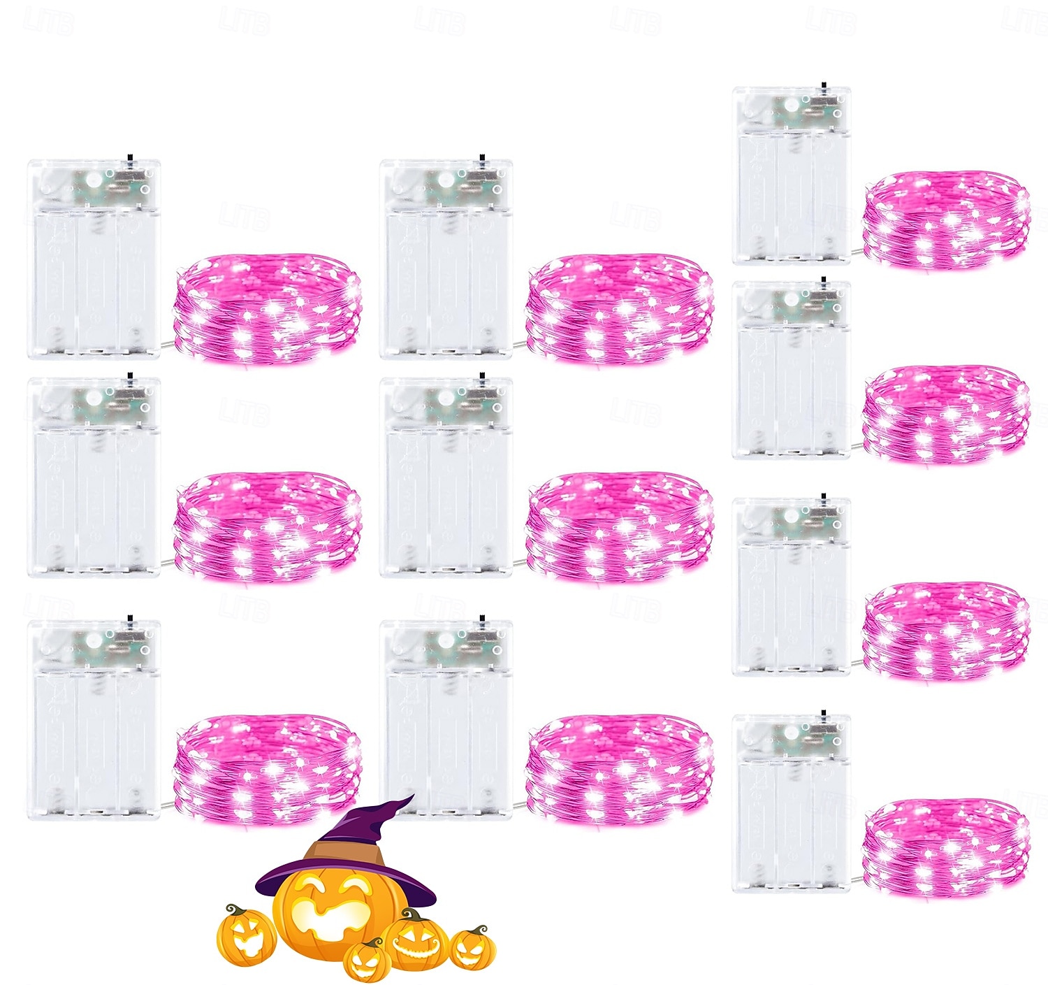 10 pezzi 5m/16,4ft 50 perline a led luci a stringa per Halloween Natale matrimonio San Valentino festa atmosfera interna ed esterna decorazione stringa di luci scatola batteria AAA funzione timer del 2025 a $23.99 –P18