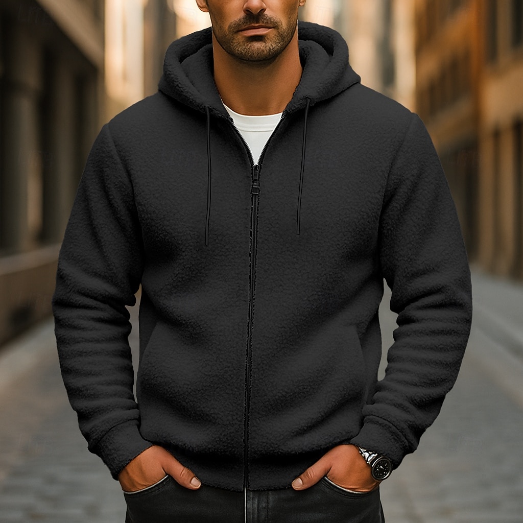 Per uomo Felpa con cappuccio Felpa con cappuccio a zip intera Felpa con cappuccio in pile Nero Blu marino Cachi Grigio Con Cappuccio Semplice Con zip Sport & Outdoor Casuale Quotidiano Streetwear del 2025 a $32.99 –P4