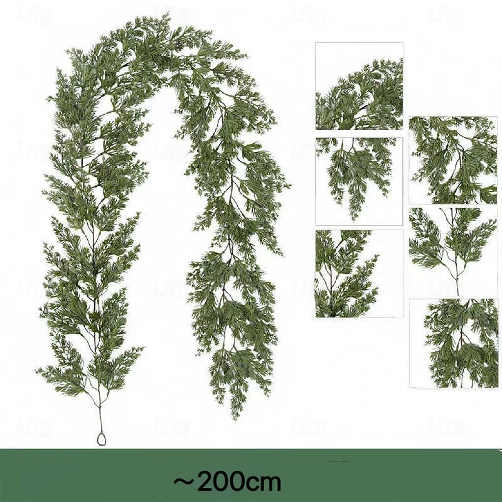 guirlanda de natal com agulhas de pinheiro cedro de 2 metros – escada festiva para casa e decoração de parede de 2025 por $24.99 –P4