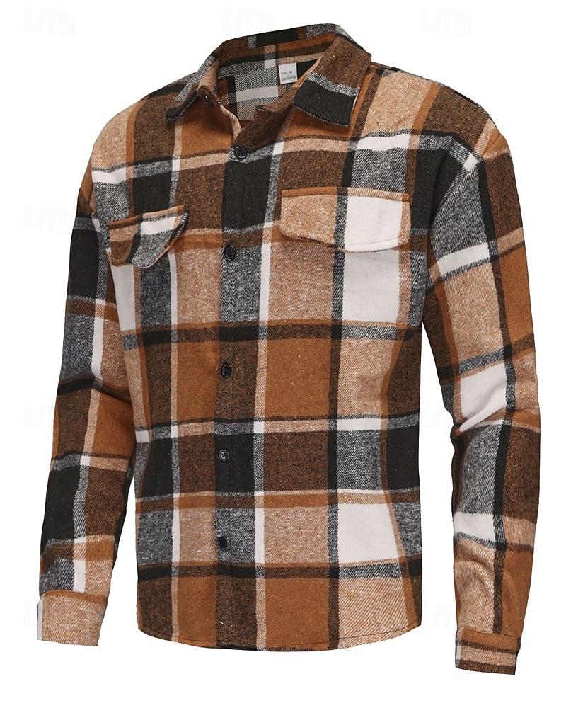 Per uomo Giacca Camicia Giacca Casual Vacanza Quotidiano Calore Termico Tasca Primavera Autunno Plaid Moda Classico Bavero Regolare Grigio scuro Giallo Arancione Grigio chiaro Rosé Giacca del 2026 a $28.99 –P4