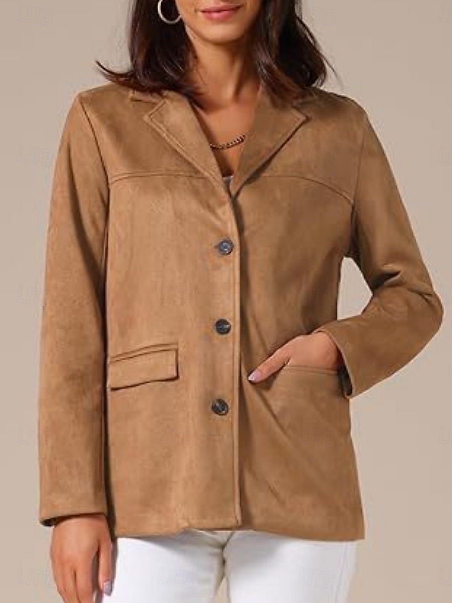 Femmes Veste Décontractée Confortable Respirant Boutons ancien Occasionnel Uni Vacances Rue Occasionnel Tenue quotidienne Simple Boutonnage Régulier Col Rabattu Coupe régulière manche longue de 2025 ? $33.99 –P3