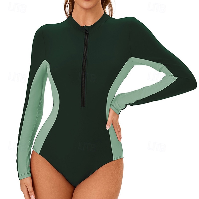 Dame Badedrakt Rash-guard UV Solbeskyttelse UPF50+ Langermet Badetøy Ta igjen glidelåsen Svømming Surfing Lapper Sommer Vår Høst 2025 - $25.99 –P9
