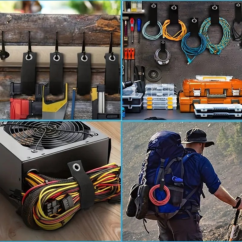 6/10 ganchos organizadores de cabos multiuso com ganchos e laços de segurança, solução durável para gerenciamento de fios, mangueiras e cordas para armazenamento em casa, trailers e garagem de 2026 por $12.99 –P3