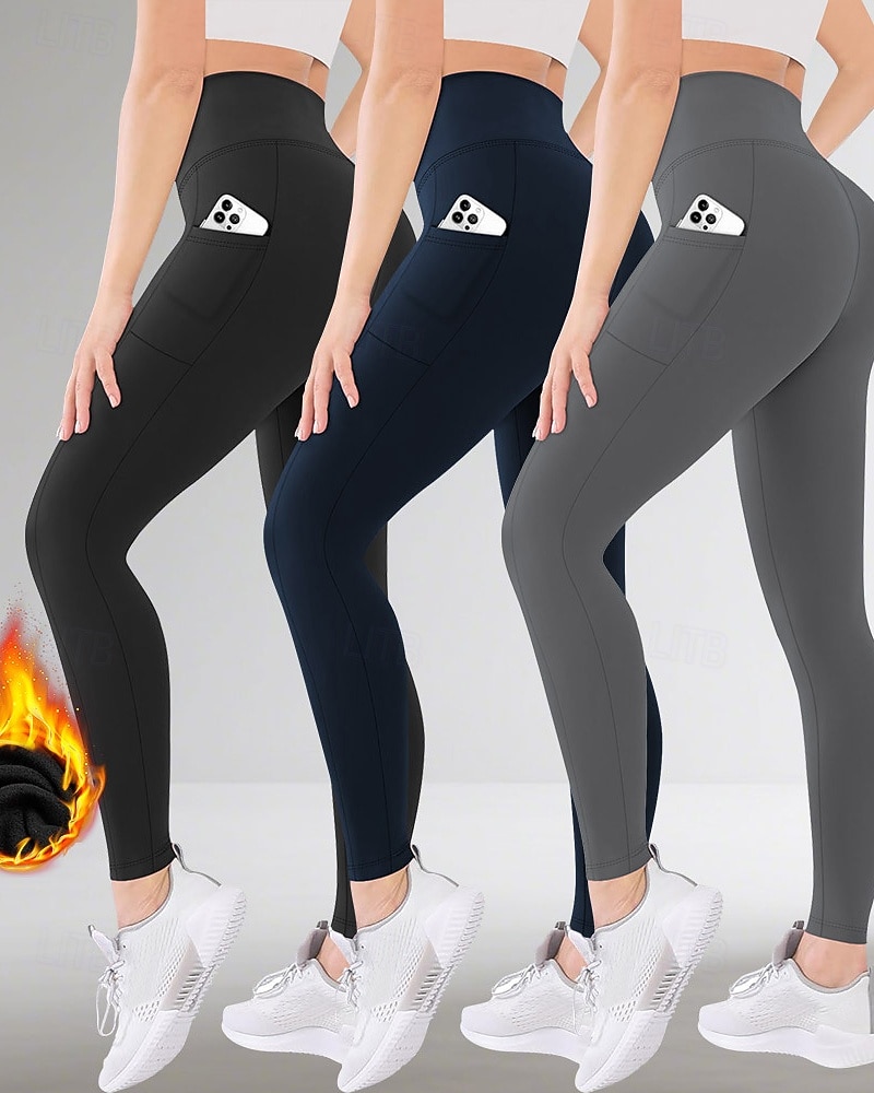 Naisten fleecevuoratut leggingsit Housut Leggingsit Katutyyli Vapaa-aika Täyspitkä Luonnollinen Tavallinen Joustava vyötärö Pehmeä Loma Päivittäin Bile purppura Tumma harmaa Musta Tumma 2025 - $20.99 –P1