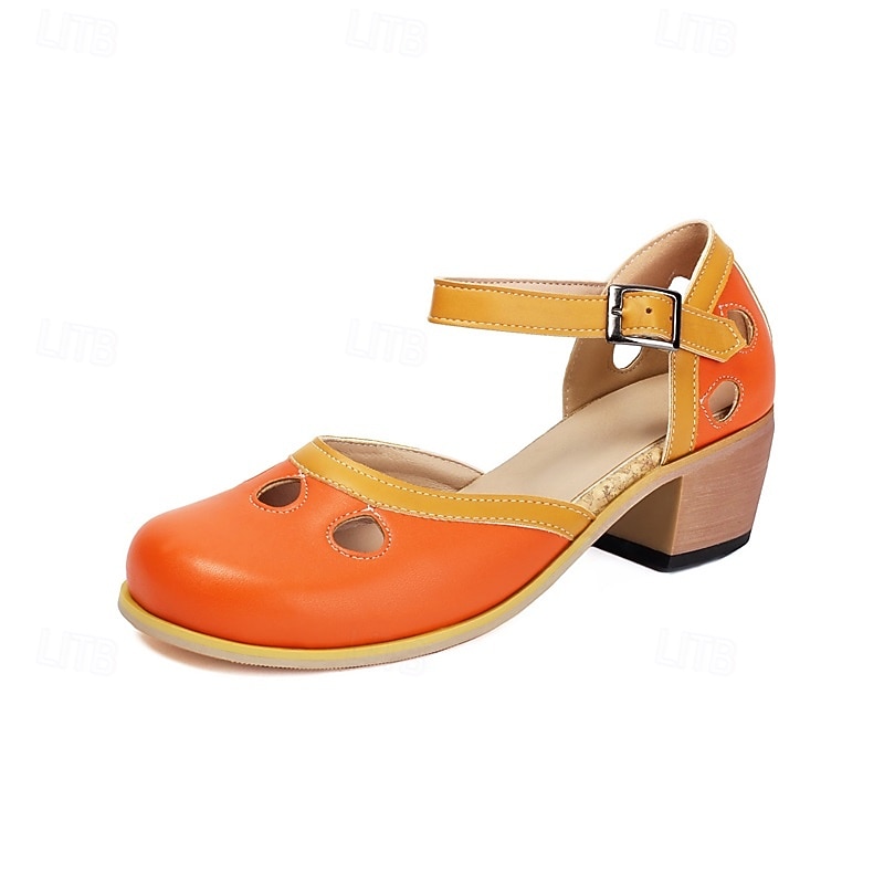 damskie buty vintage typu mary jane ze skóry ekologicznej na obcasie z wycięciem i regulowanym paskiem – wygodne buty retro na klockowym obcasie na okazje codzienne i formalne 2026 - $42.99 –P3