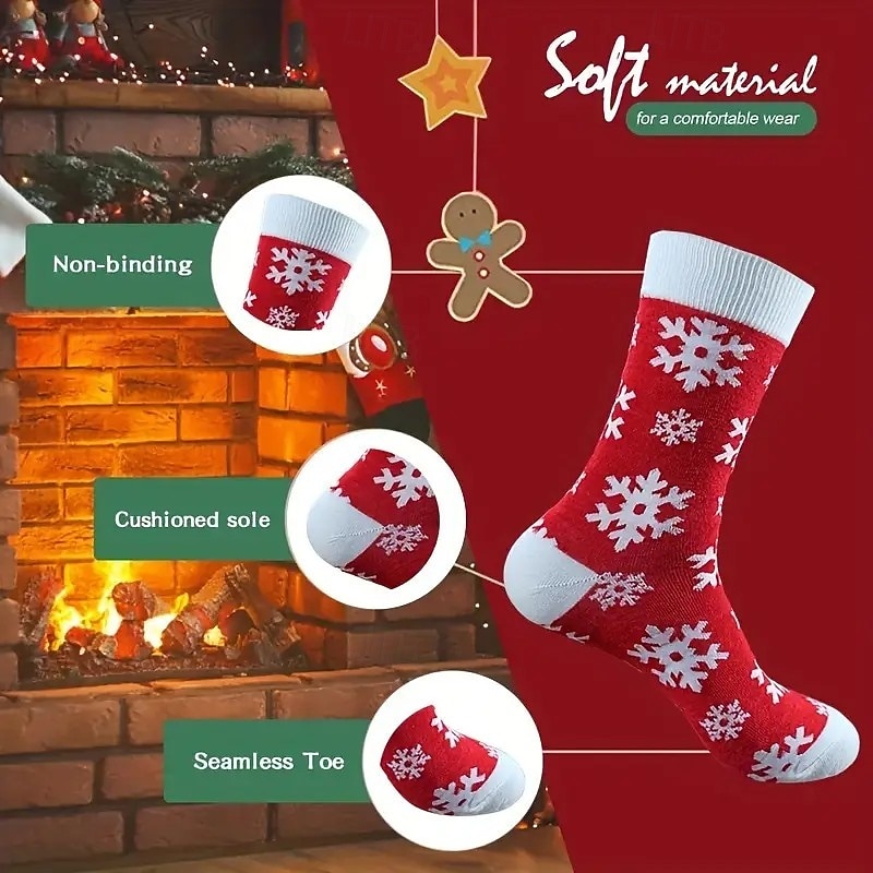 12 paia di calzini caldi spessi in stile natalizio (colore casuale), graziosi calzini lunghi per le feste con disegni di Babbo Natale e pan di zenzero, regalo di Natale perfetto per la famiglia e gli del 2025 a $26.99 –P6