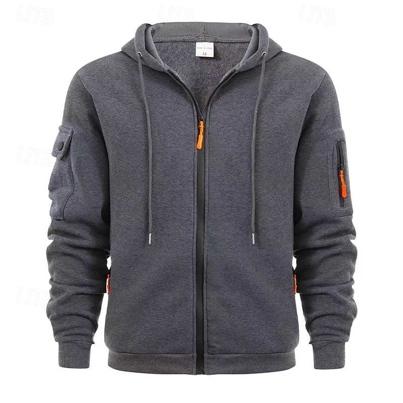 Per uomo Felpa con cappuccio Felpa con cappuccio a zip intera Felpa con cappuccio in pile Felpa con cappuccio tattica Nero Blu marino Cachi Grigio chiaro Grigio scuro Con Cappuccio Semplice Cerniera del 2025 a $23.99 –P3