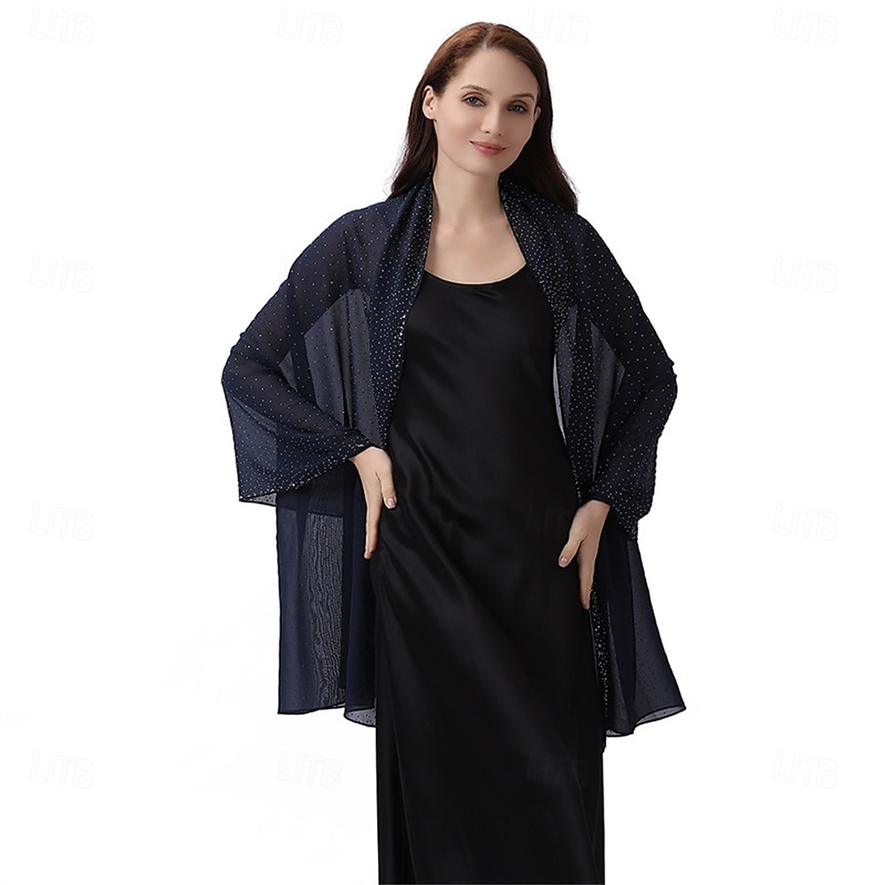 scialli e stole da donna per abiti da sera, scialli in chiffon trasparente con strass scintillanti, copriabiti formali del 2025 a $31.99 –P14