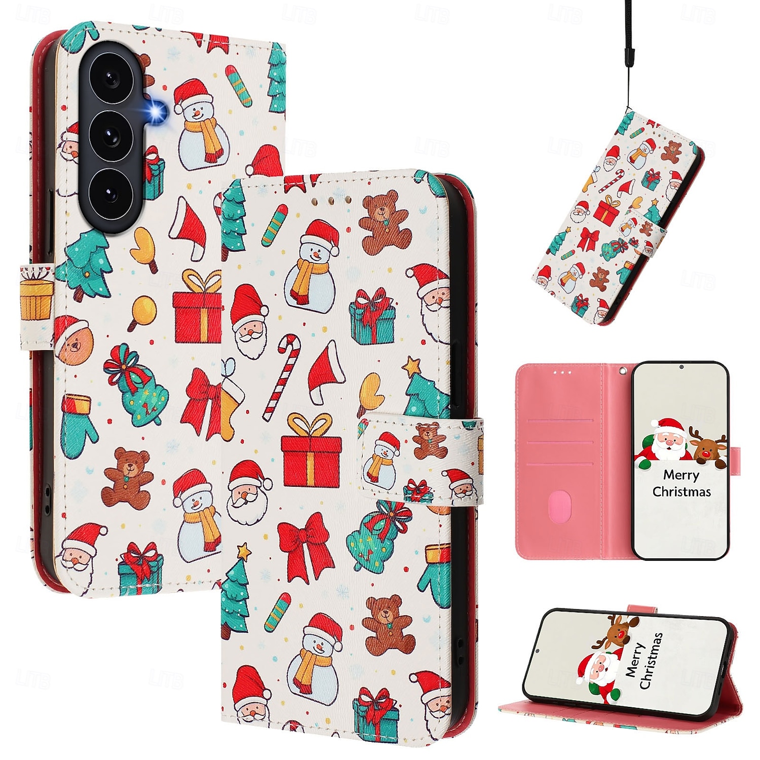 telefone Capinha Para Samsung Galaxy S25 Ultra S24 Ultra S23 Ultra A72 A52 Capa traseira Com Suporte com pulseira Slot para cartão Natal PC de 2025 por $10.99 –P1