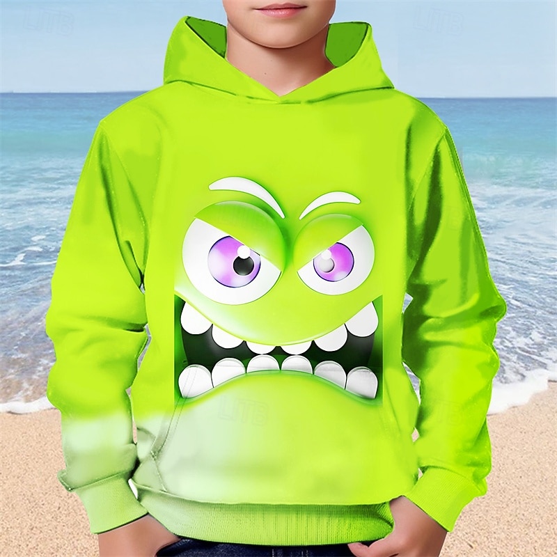 Moletom com capuz estampa 3D para meninos, estampa engraçada com sorriso, manga longa, moda outono inverno, streetwear, crianças de 4 a 12 anos, com capuz, casual, para atividades ao ar livre, ajuste de 2025 por $18.99 –P4